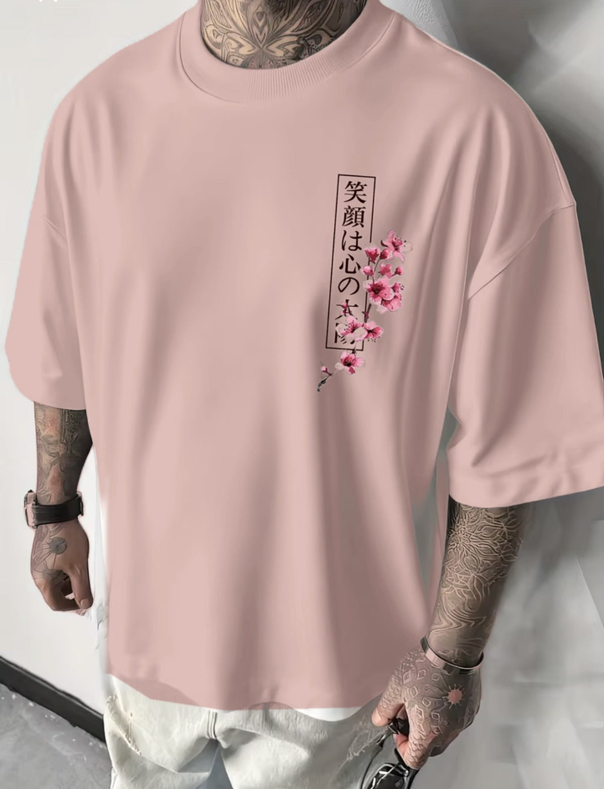 T-shirt Sakura rose, vue de face