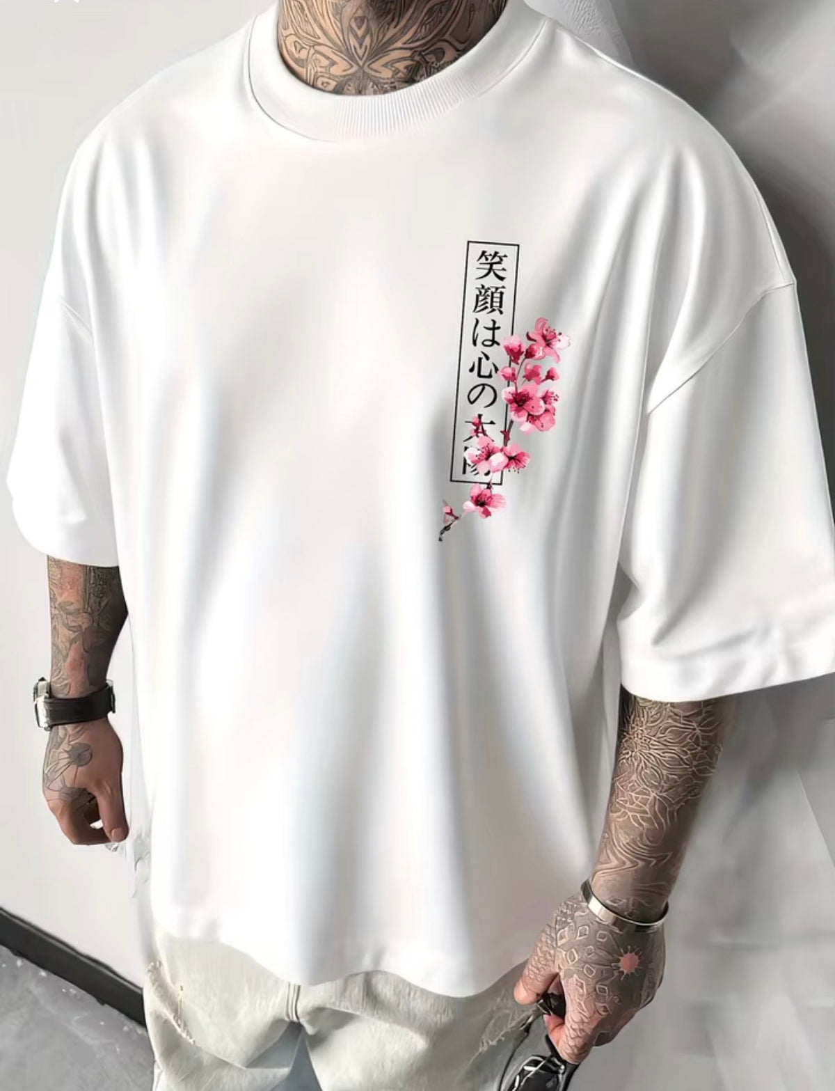 T-shirt Sakura blanc, vue de face